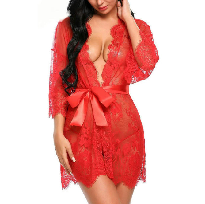 New Women's Sexy Lace Kimono Lingerie Set