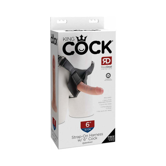 King Cock Strap-On Harness With 6 in. Cock Beige-0