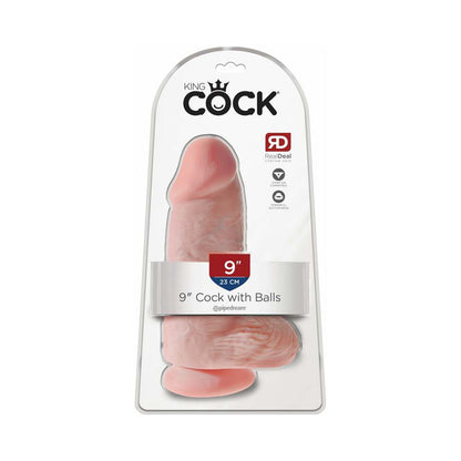 King Cock Chubby 9 in. Cock With Balls Realistic Suction Cup Dildo Beige-0