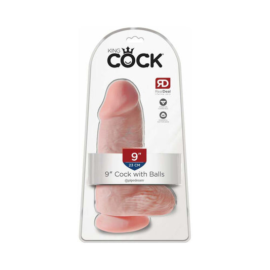 King Cock Chubby 9 in. Cock With Balls Realistic Suction Cup Dildo Beige-0