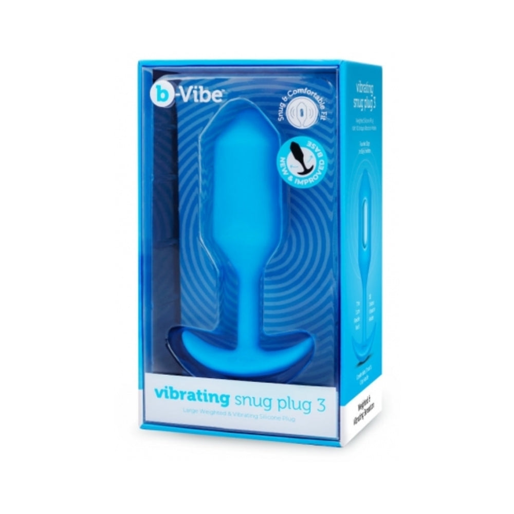 b-Vibe Vibrating Snug Plug 3 Rechargeable Weighted Silicone Anal Plug Blue-0