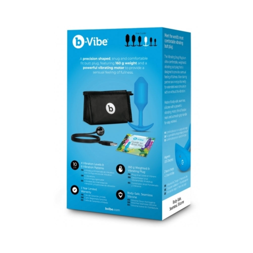 b-Vibe Vibrating Snug Plug 3 Rechargeable Weighted Silicone Anal Plug Blue-1