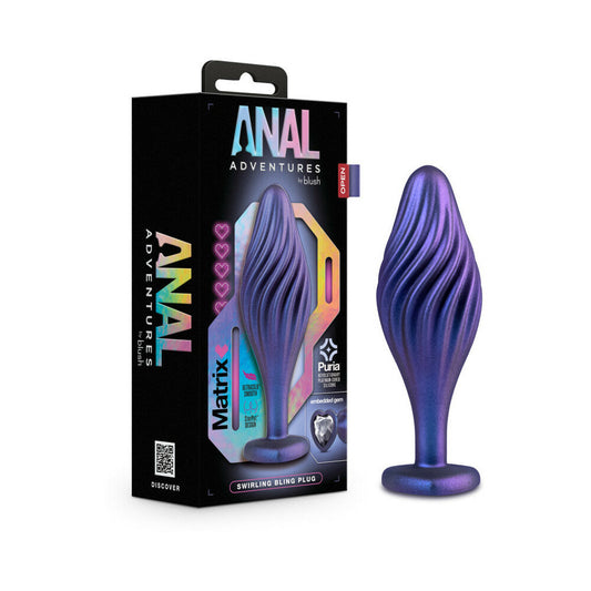 Anal Adventures Matrix Silicone Swirling Bling Plug Sapphire-0