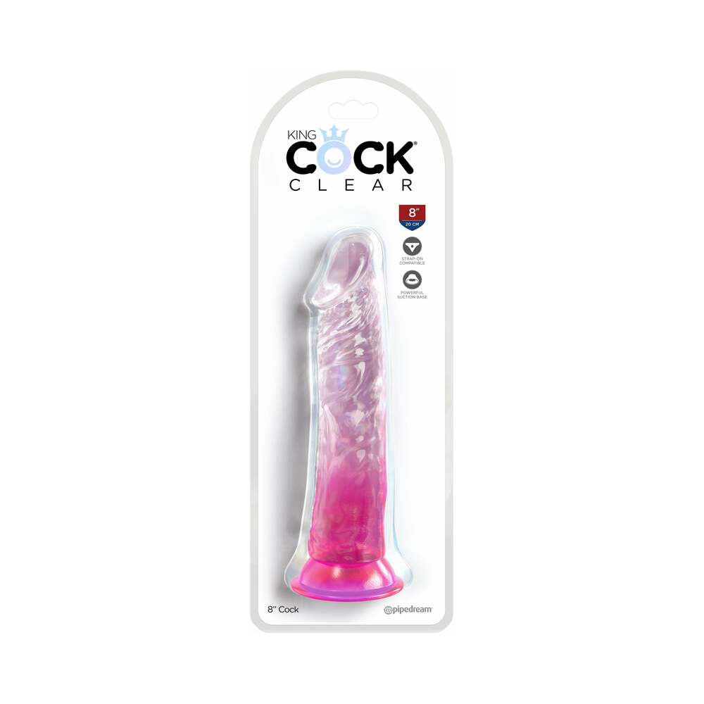 King Cock Clear 8in Pink-0