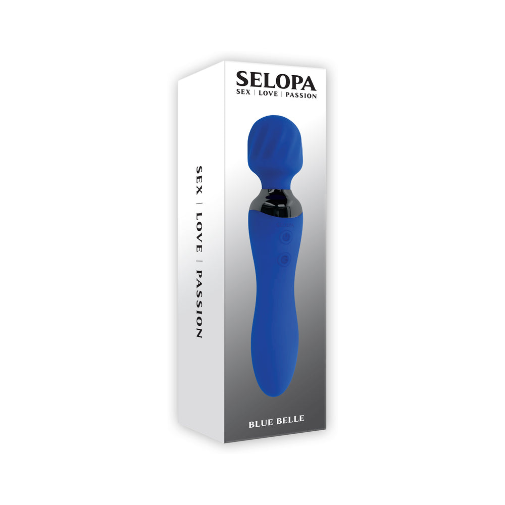 Selopa Blue Belle Rechargeable Dual-Ended Wand Vibrator Silicone Blue-0