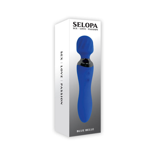 Selopa Blue Belle Rechargeable Dual-Ended Wand Vibrator Silicone Blue-0