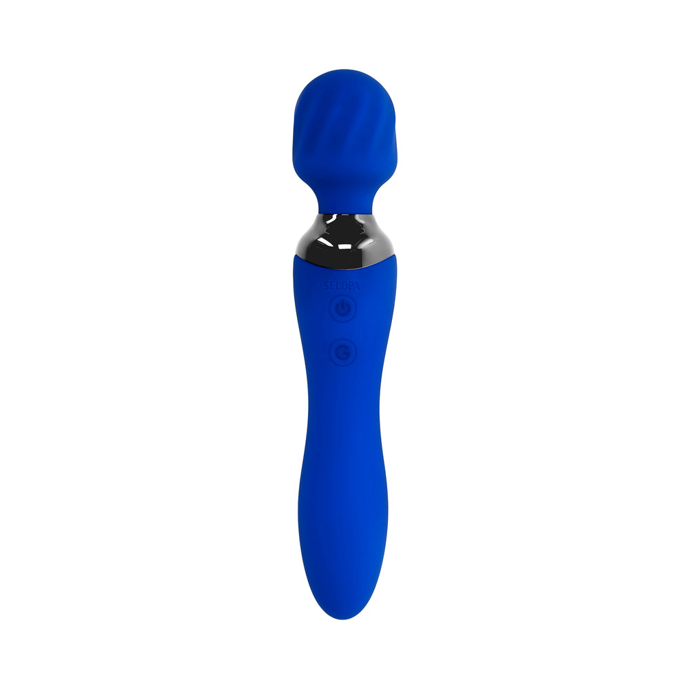 Selopa Blue Belle Rechargeable Dual-Ended Wand Vibrator Silicone Blue-1