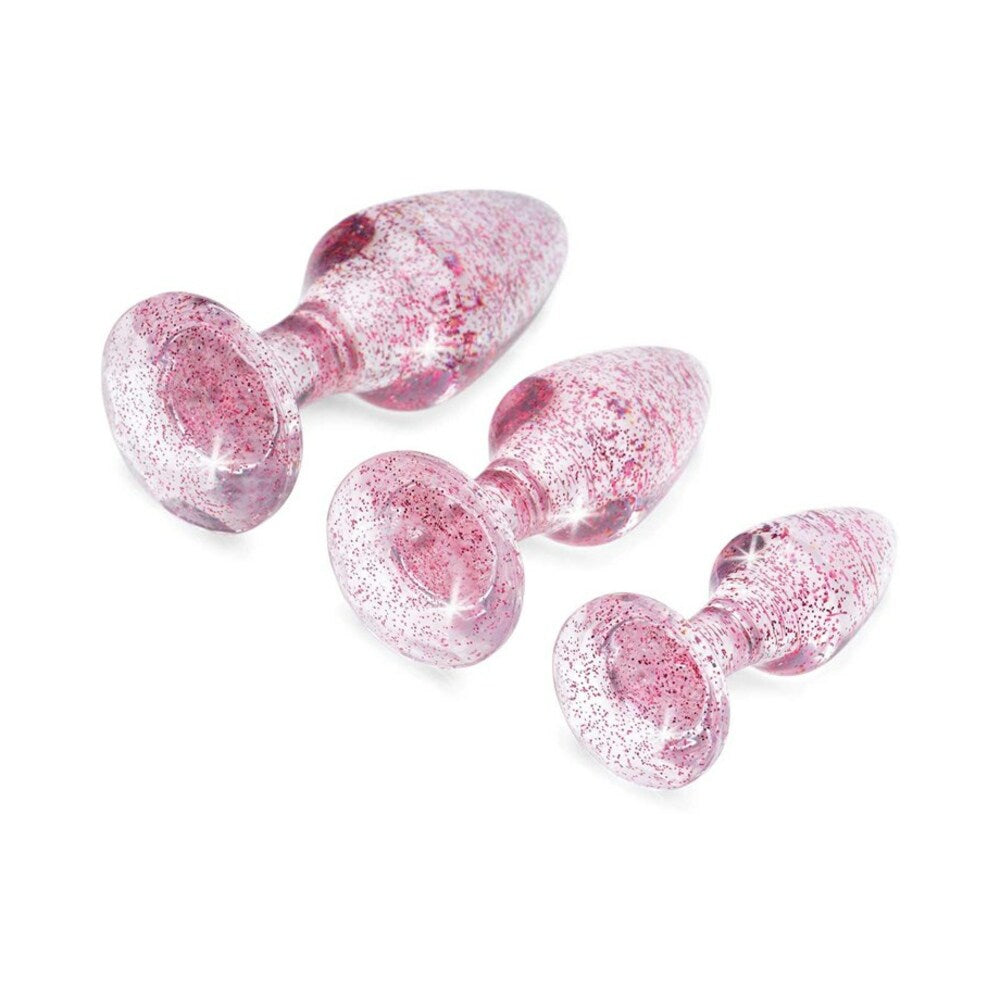 Adam & Eve Glitter Gem Butt Plug Set Pink-2
