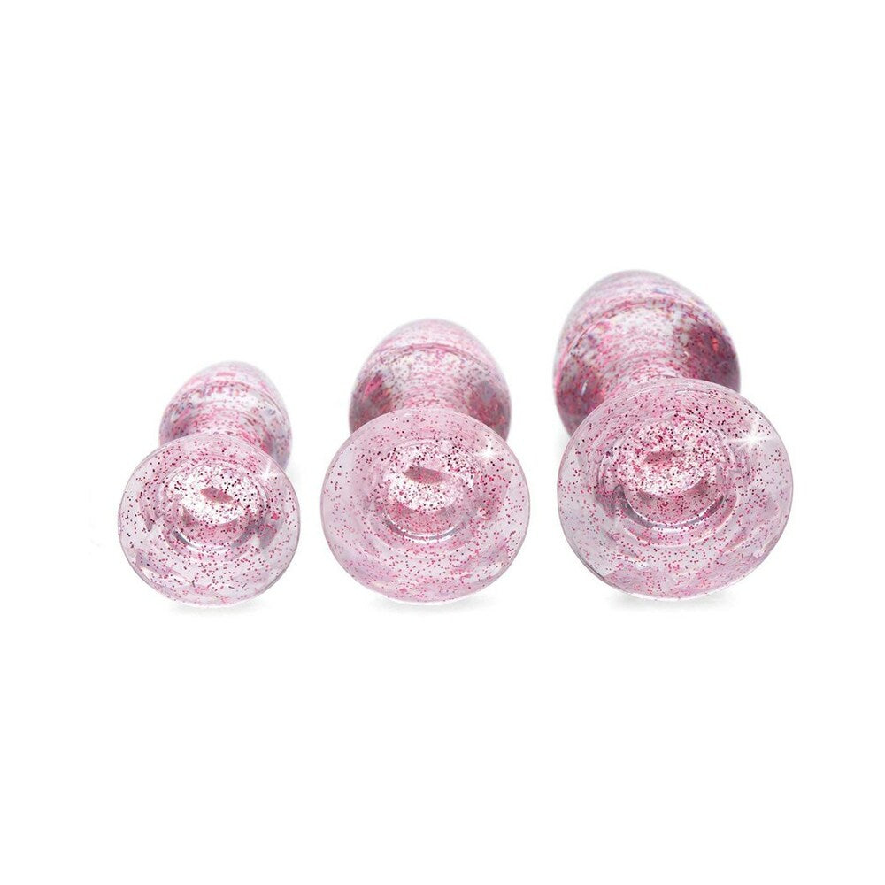 Adam & Eve Glitter Gem Butt Plug Set Pink-3