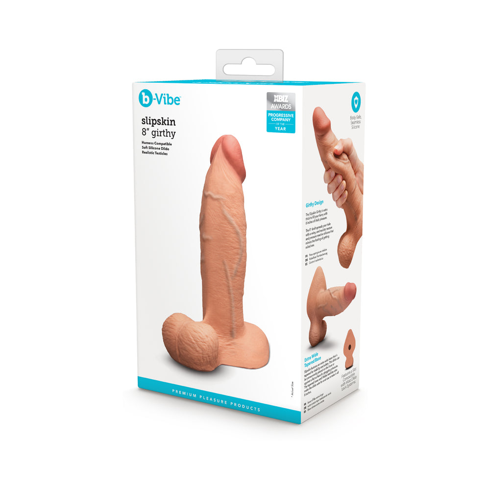 b-Vibe Slipskin Realistic Silicone Dildo 8 in. Girthy Mocha-0