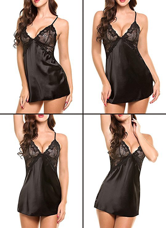 Women's Sexy Deep V Neck Backless Lingerie Nightwear